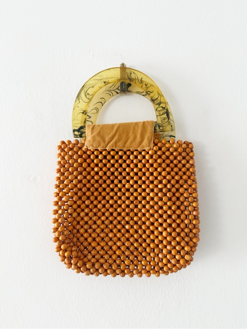 PrettyLittleThing Orange Wood Bead Mini Hand Bag